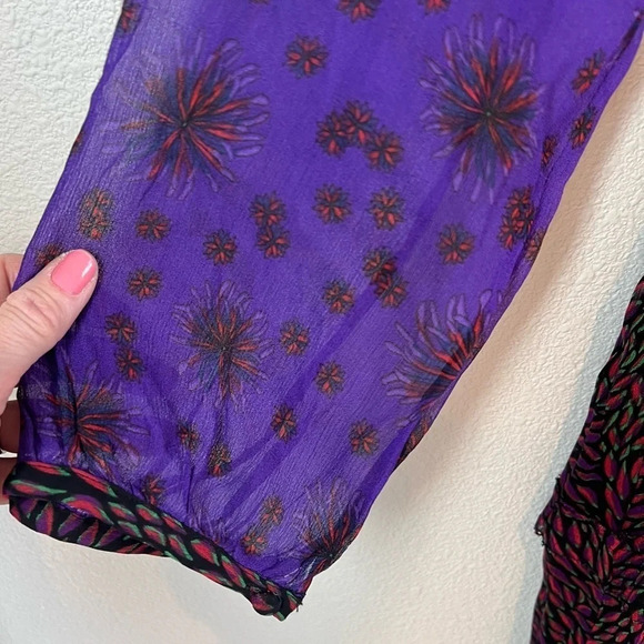 New BA&SH Gypsie Tiered Printed Crepe Midi Dress Purple Violet NWT Bohemian 4 - Picture 11 of 15